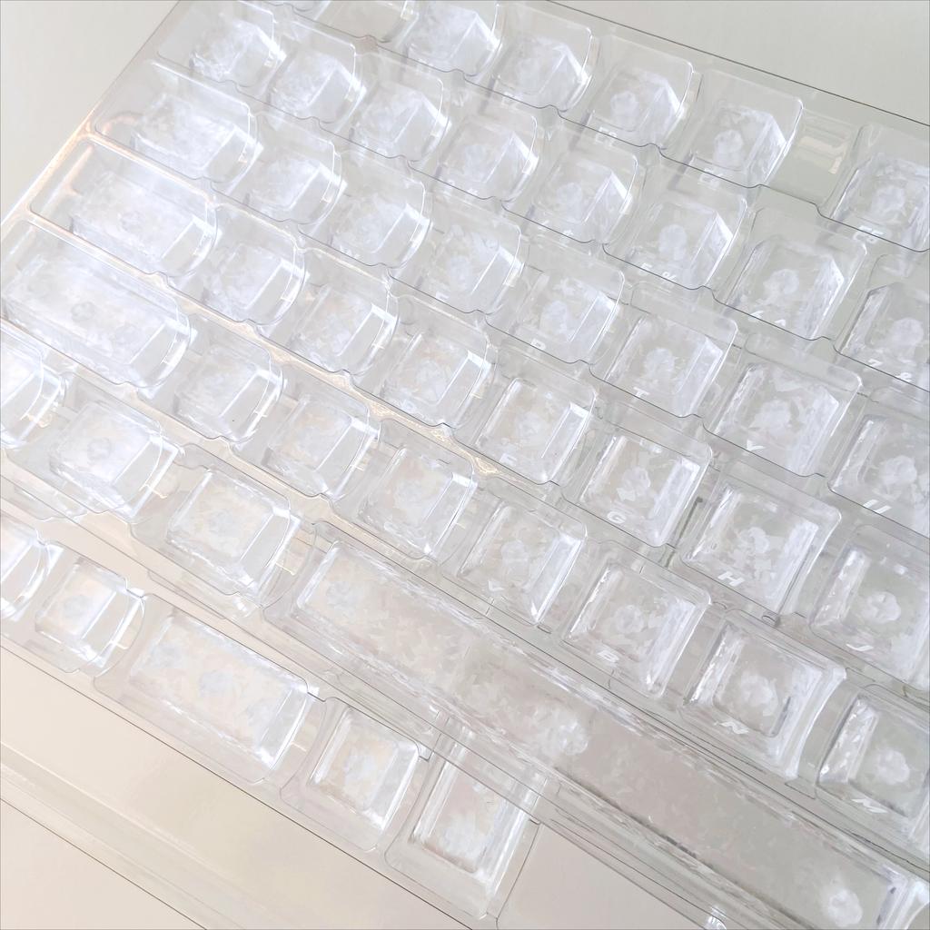 White Snowflakes Key Caps Imitation Carbon Fiber Side Printed PBT Transparent Keycap for Mechanical Keyboard 68 75 87 95 108