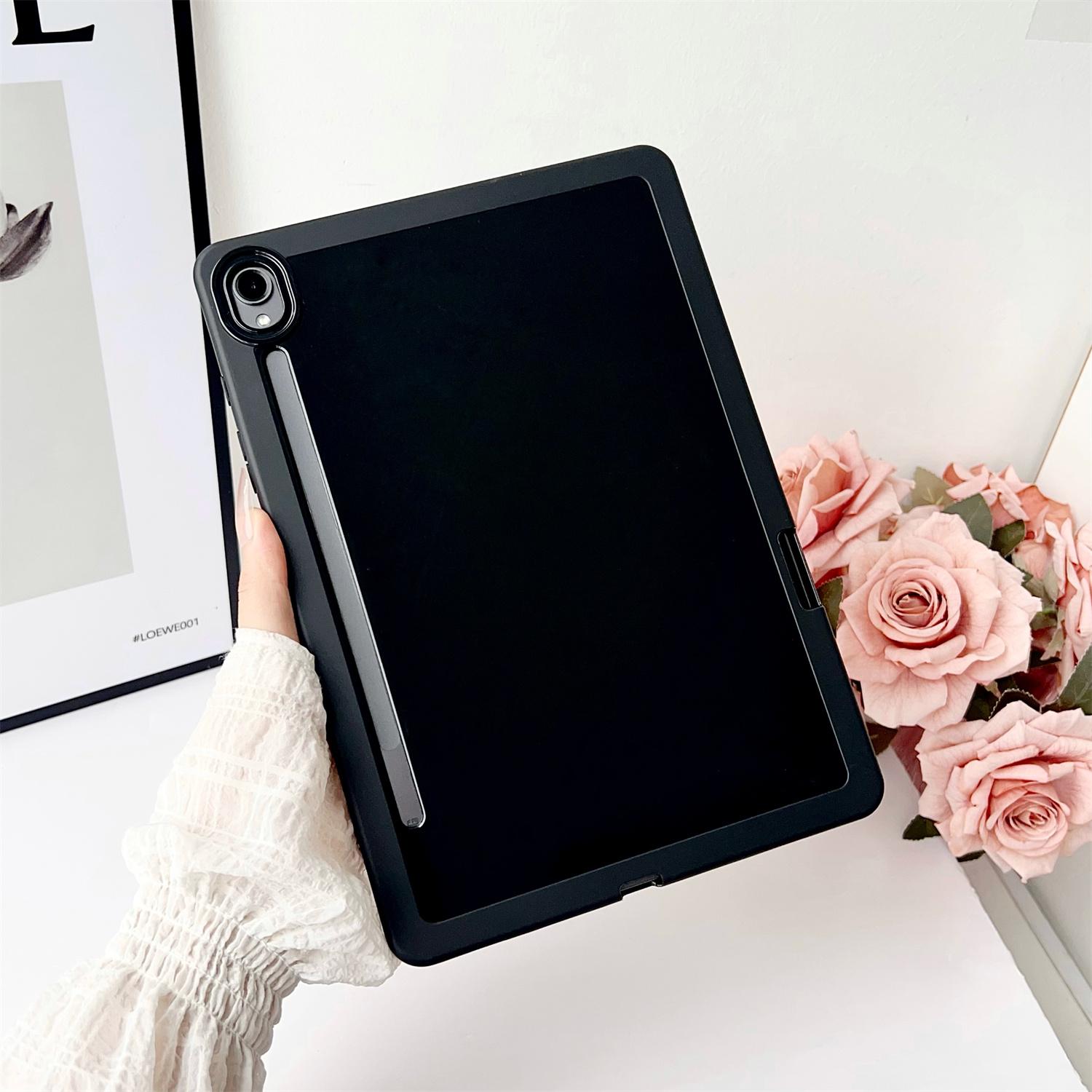 

For Samsung Galaxy Tab S9 Case Solid Color TPU Tablet Cover with Pencil Holder Black