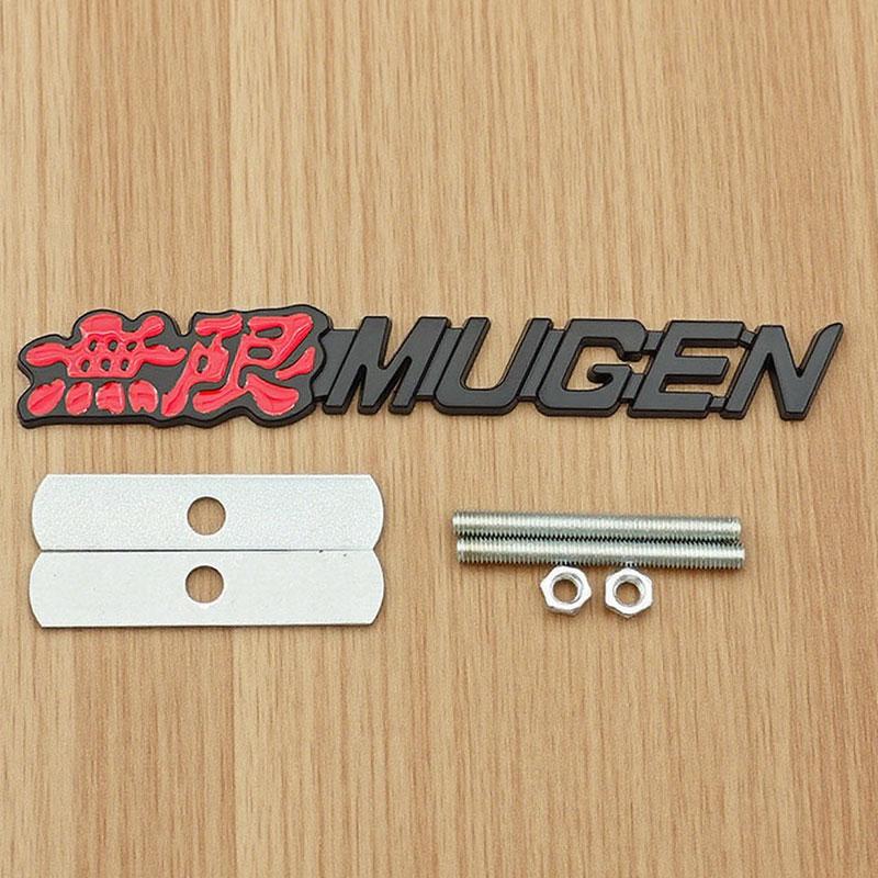 3D Metal Letters Mugen Emblem Car Front Grille Logo Rear Trunk Sticker Fender Side Badge for Auto Exterior Accessories