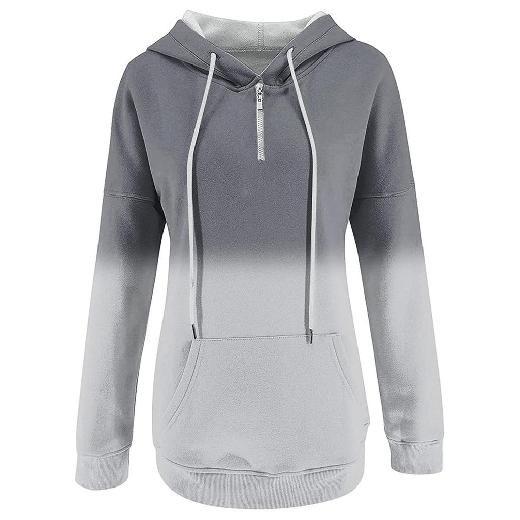 Ladies Hoodie Casual Zipper Hooded Sweatshirt Loose Long Sleeve  Top
