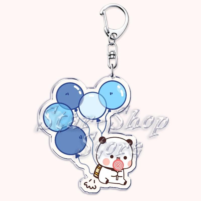 Lovely Bubu Eat Dudu Keychains Love Couple Grey Bear Panda Yier Keyring for Accessories Bag Key Chain Jewelry Fans Lover Gifts
