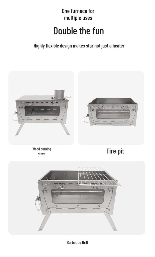 Portable Outdoor Folding Titanium Wood Tent Stove for Camping