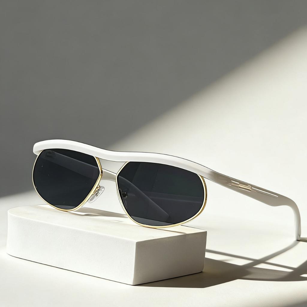 Futuristic Tech-Inspired UV400 Sunglasses Distinctive Half-Frame Design-Trendy Punk-Style Riding Goggles Ultra-Cool Streetwear