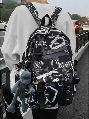 Trendy Graffiti Large Capacity Backpack for Students - Versatile Shoulder Bag for Men & Women
