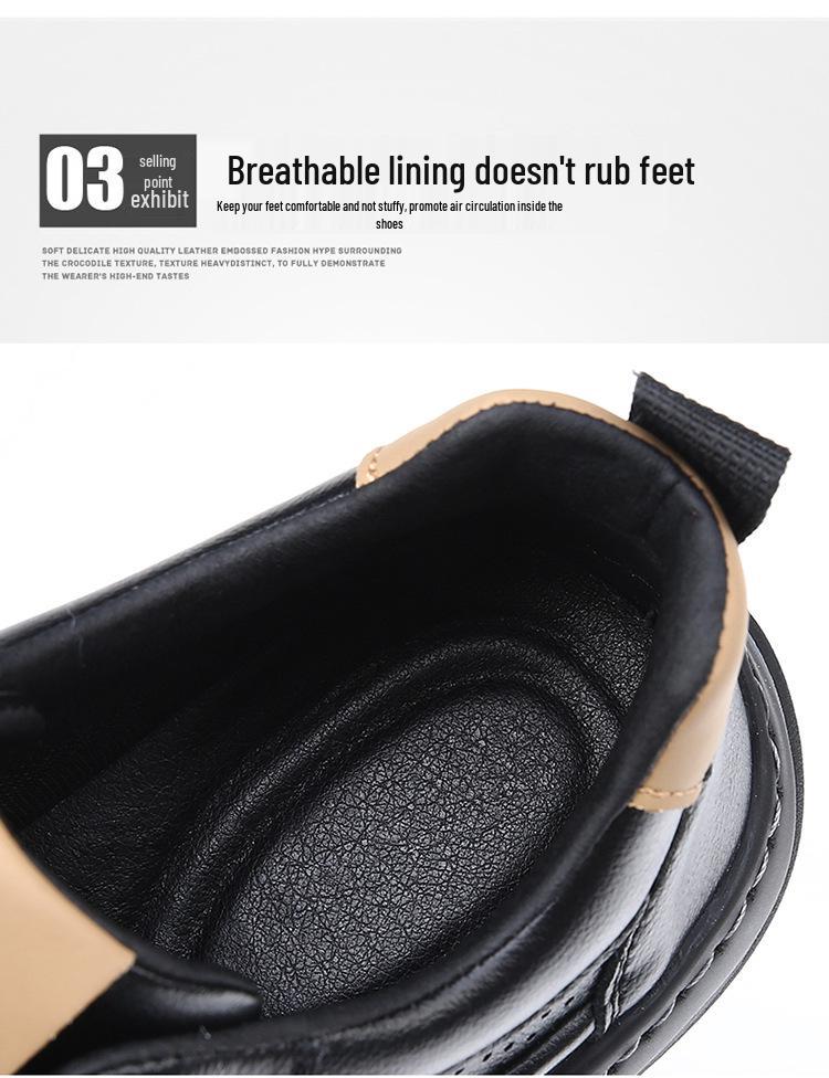 Men's Genuine Leather Crooked Head White Sneakers - Spring, Versatile, Thick Sole, Breathable, Hollow Casual Board Shoes