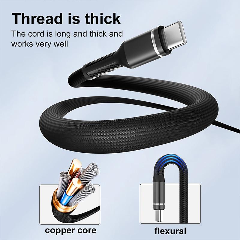 USB C Cable Fast Charging 60W USB C to C Wire Type C Cable for 16 15 Samsung Huawei Nylon Braided Line