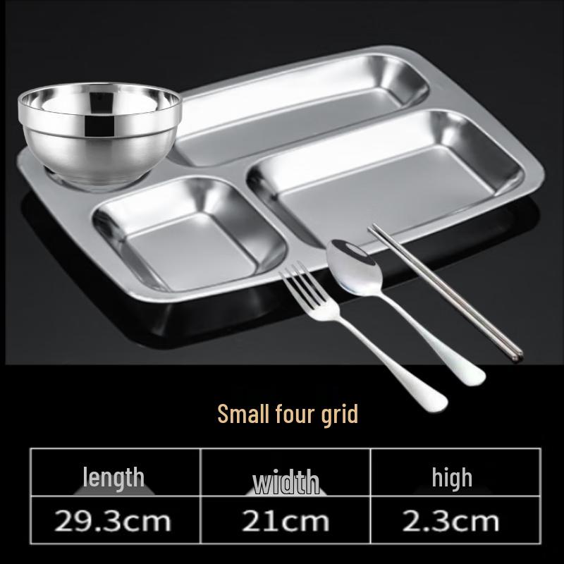 304 Stainless Steel 4-Compartment Food Tray
