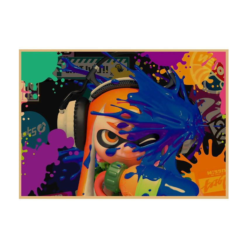Splatoon Warriors Anime Poster - Retro Kraft Paper Wall Art for Game Rooms & Cafes