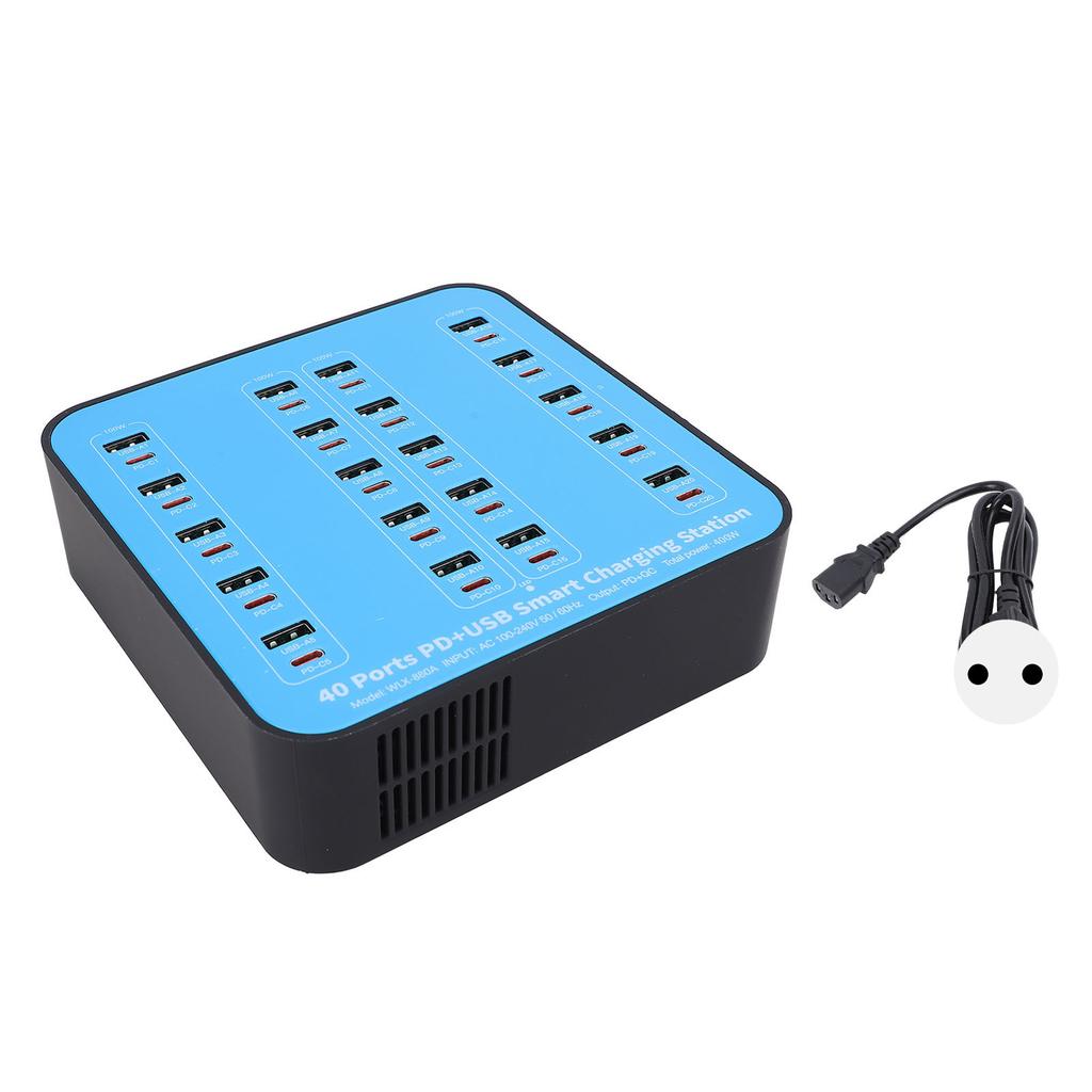 USB Charger Station 40 Port 400W Multiple USB Charging Station Multi Ports USB PD Charger for