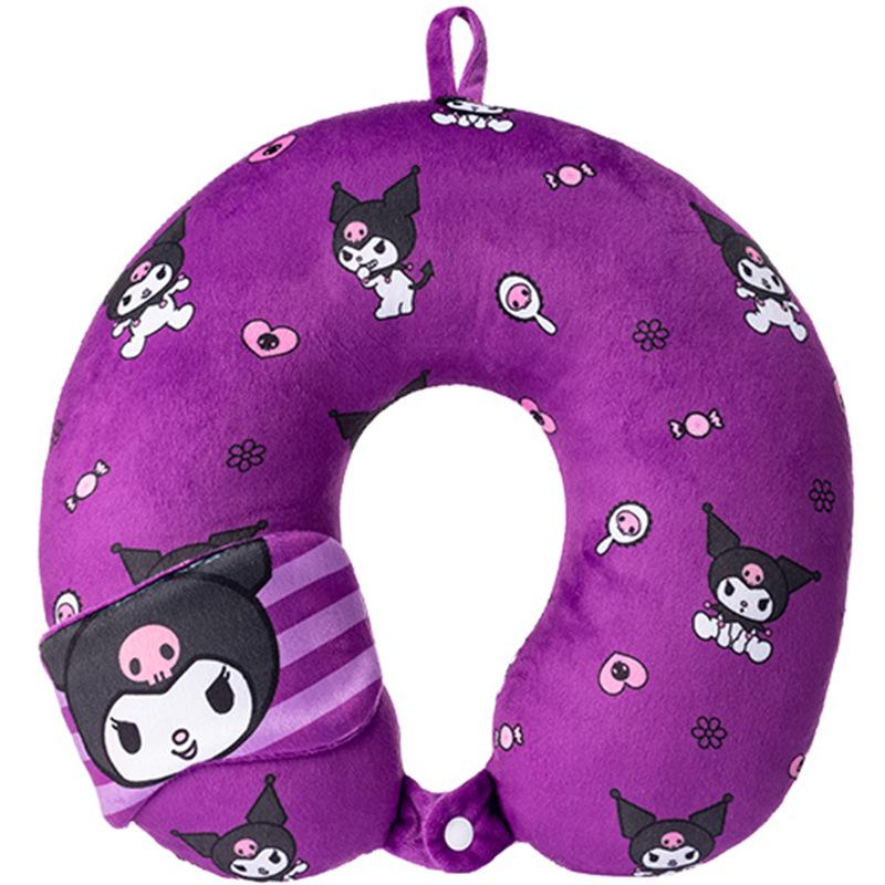 

Kuromi Fun Adventure U-Shaped Pillow and Eye Mask Duo - Comfortable Neck Support for Office Naps.