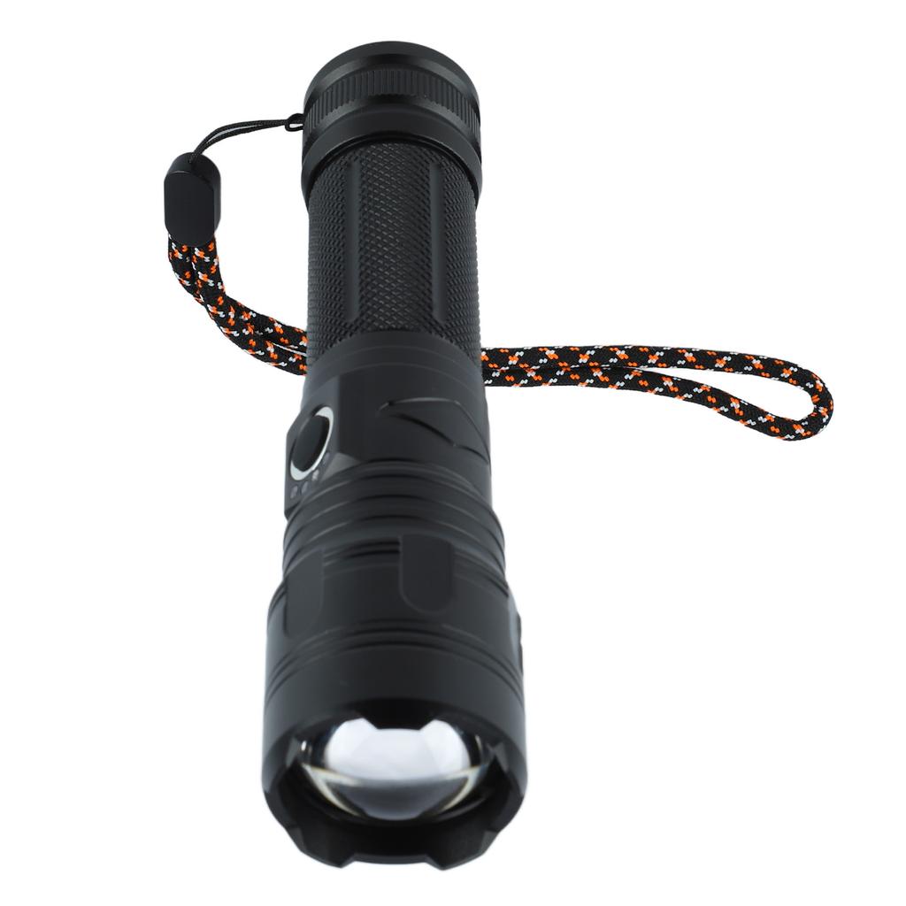Einziehbare Taschenlampe Superhell Große Reichweite Batterieanzeige Aluminiumlegierung USB-Taschenlampe für Outdoor-Camping