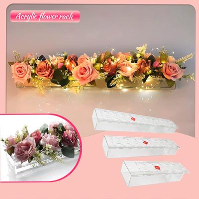 Rechthoekige Bloemen Centerpiece Voor Eettafel Lange Rechthoekige Vaas Acryl Moderne Vaas Lage Bloemen Vazen Voor Centerpieces Voor Huisdecoratie Bruiloften