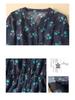 Abito da donna con scollo a V, cotone e lino, manica a cinque quarti, allacciatura, estivo 2024, retro, dimagrante in vita, lungo