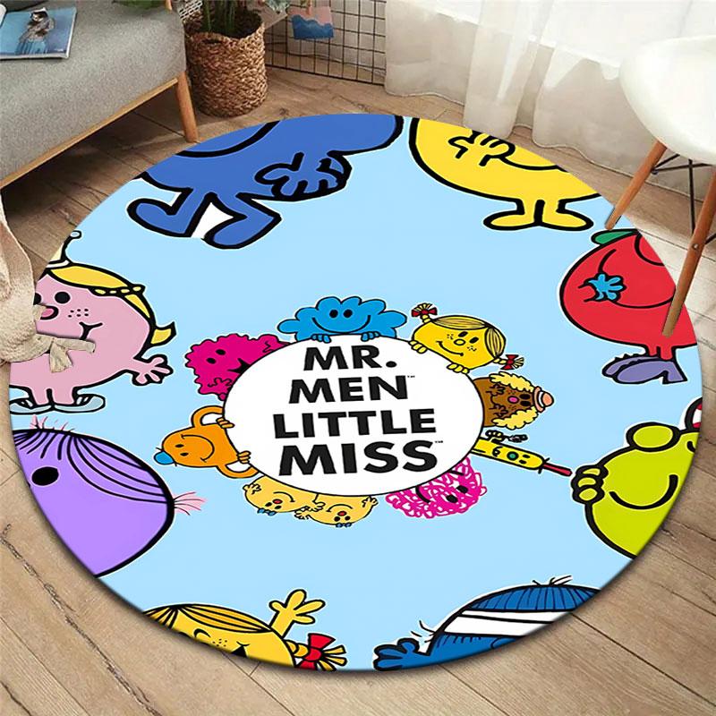 LittleMissMr Round Area Rug,Carpet Rug for Living Room Bedroom Sofa Playroom Decor,Non-slip Floor Mat