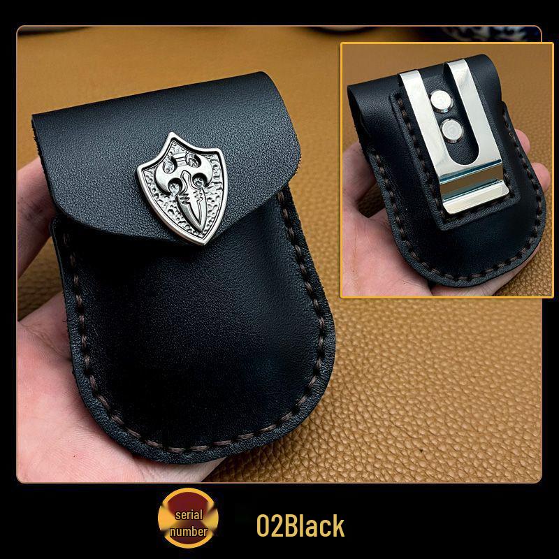 Multifunctional Crazy Horse Leather Case: Steel Clipboard, Key Bag, Glasses Holder, Lighter Pouch