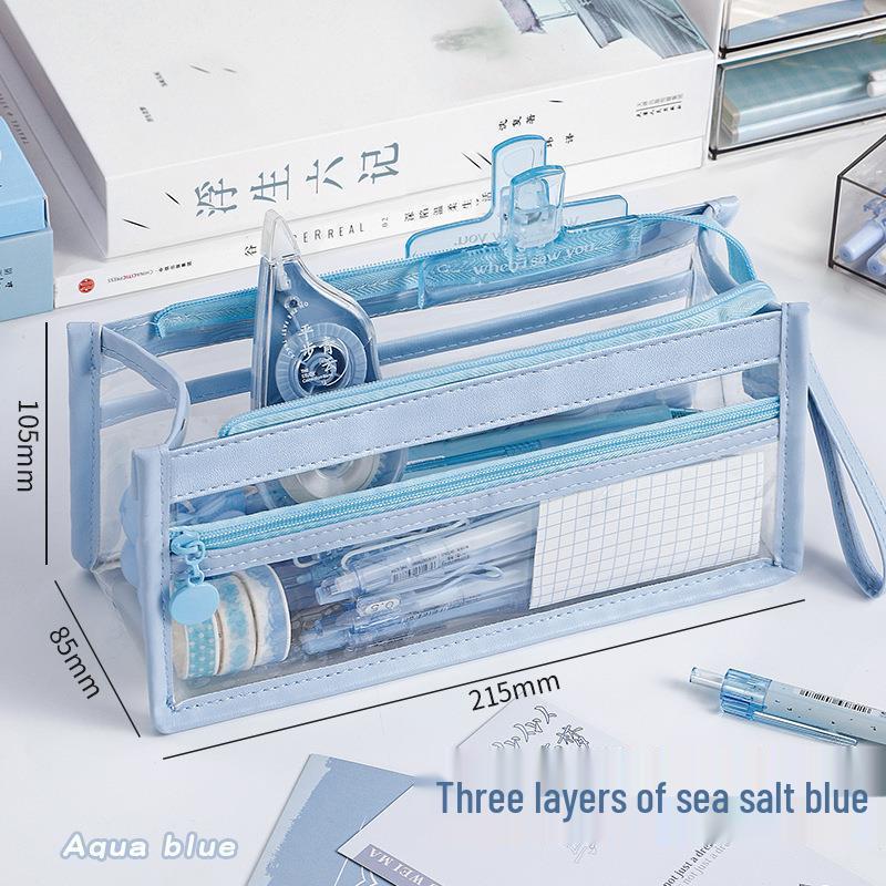High-Capacity Transparent Pencil Case for Exams, Multipurpose Makeup Bag, Convenient Stationery Organizer