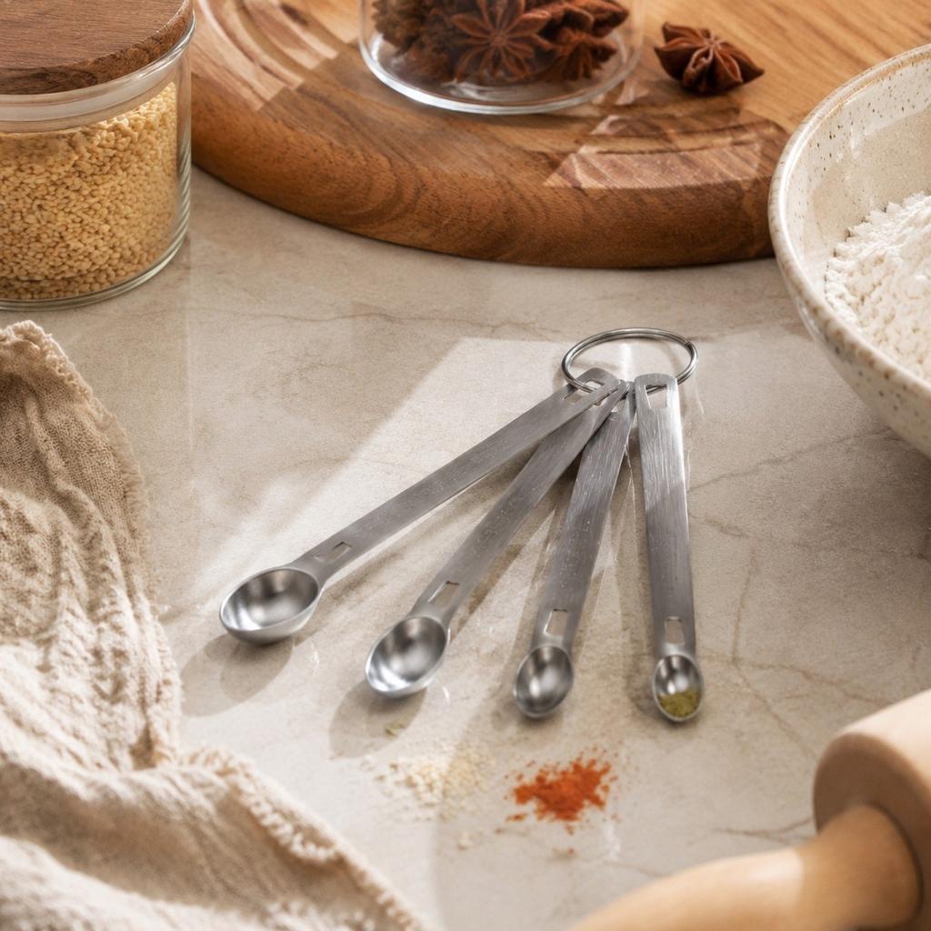 Stainless Measuring Spoons 5 Piece Set for Baking and Cooking