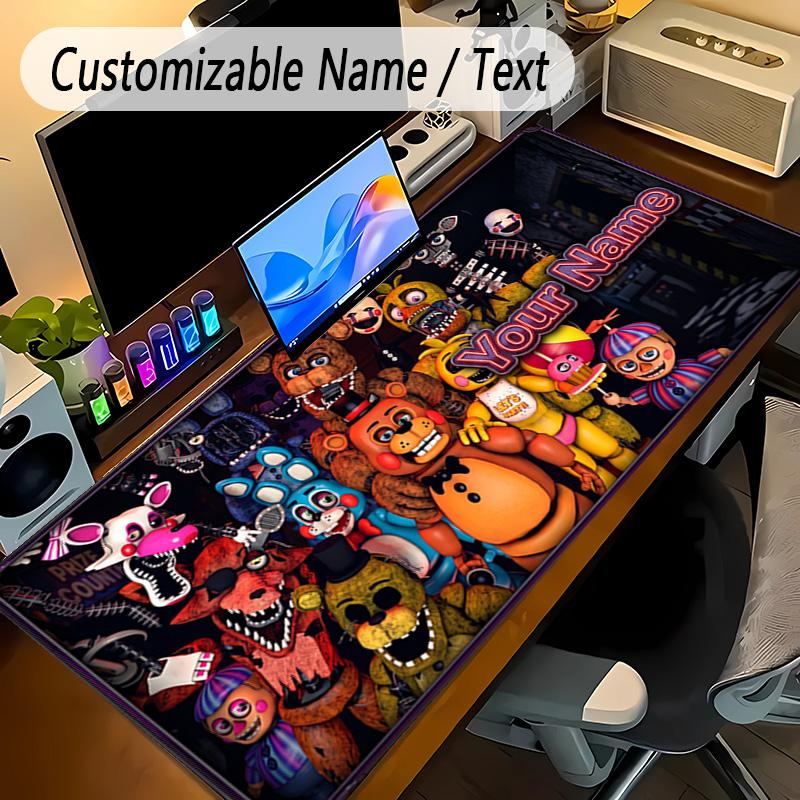 Large Mouse PadFive Nights at Freddy’s Custom Name Text Personalized Desk Mat Non Slip Gaming Pad