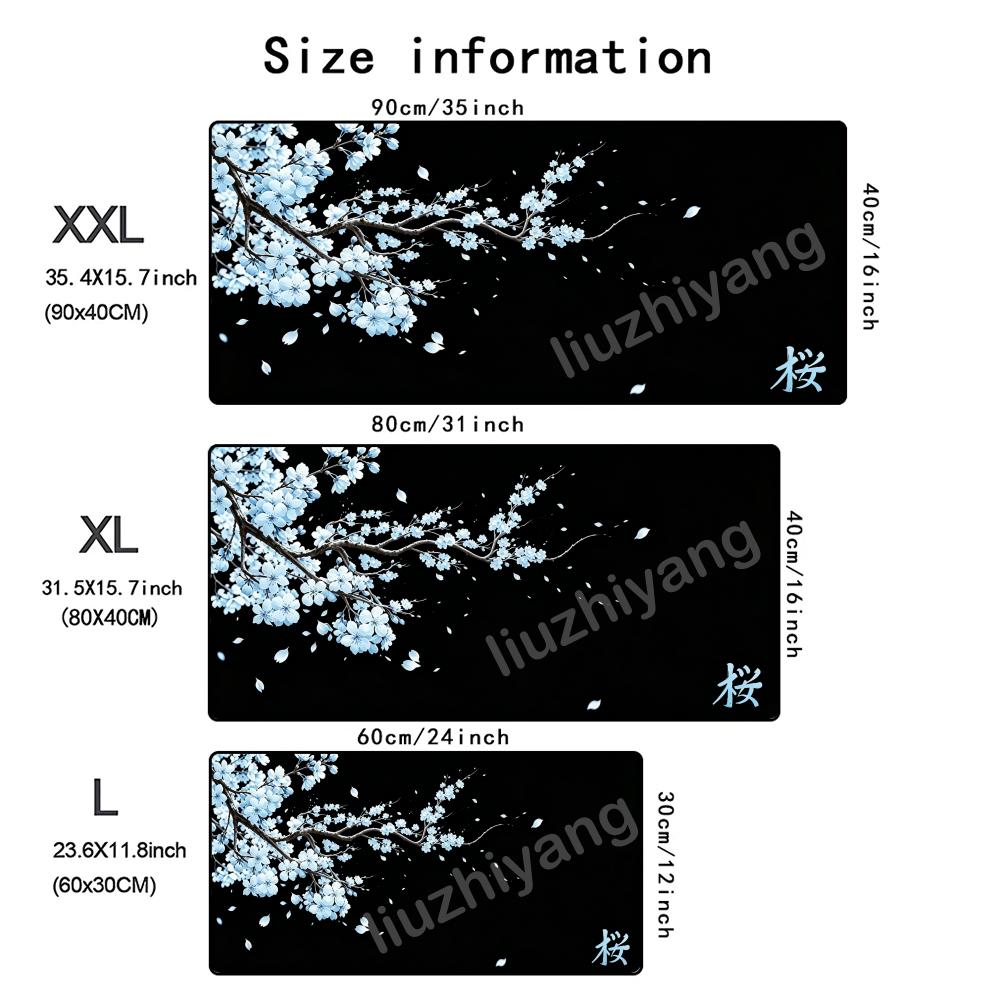 Japanese Cherry Blossom Mouse Pad Large Computer Office Game Table Mat Rubber AntiSlip Stitched Keyboard Mat 90x40 Xxl Desk Pad