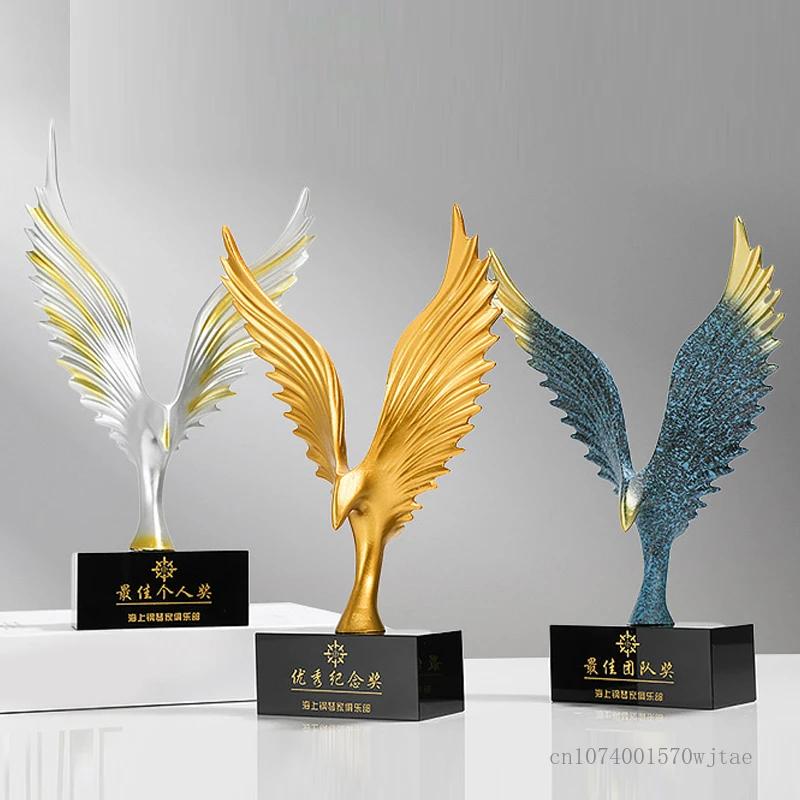 Customizable High-End Eagle Shaped Resin Trophy Ornaments, Creative Honents' Medal, Annual Meeting Award, Home Decor Crafts, 1Pc