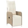VidaXL Garden Recliner Chair with Beige Cushions Wicker, Reclining Garden Chair, Recliner Chair of 365698