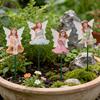 4 Pcs Fairy Garden Stake, Outdoor Resin Angel Figurine with Delicate Wings & Colorful Dress, Rust-Proof Metal Stake for Plant Pots,