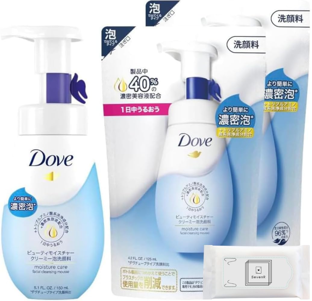 

Dove Beauty Moisture Creamy Foaming Facial Cleanser (150ml) + Refill (2 x 125ml) + Original Tissues