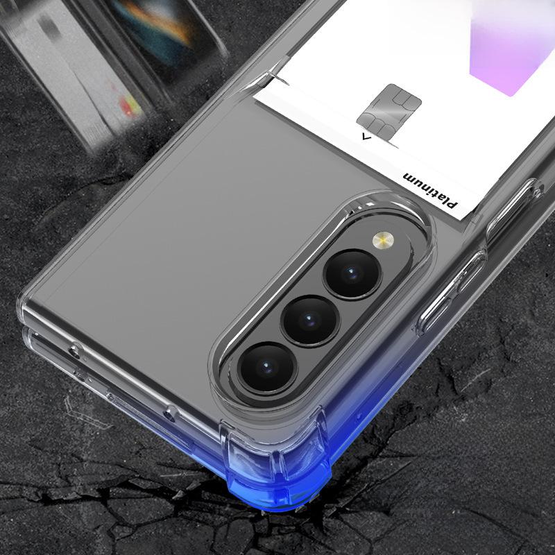 Anti-fall card holder case for Samsung Galaxy Z Fold 6, transparent TPU, fits Fold 5, foldable design.