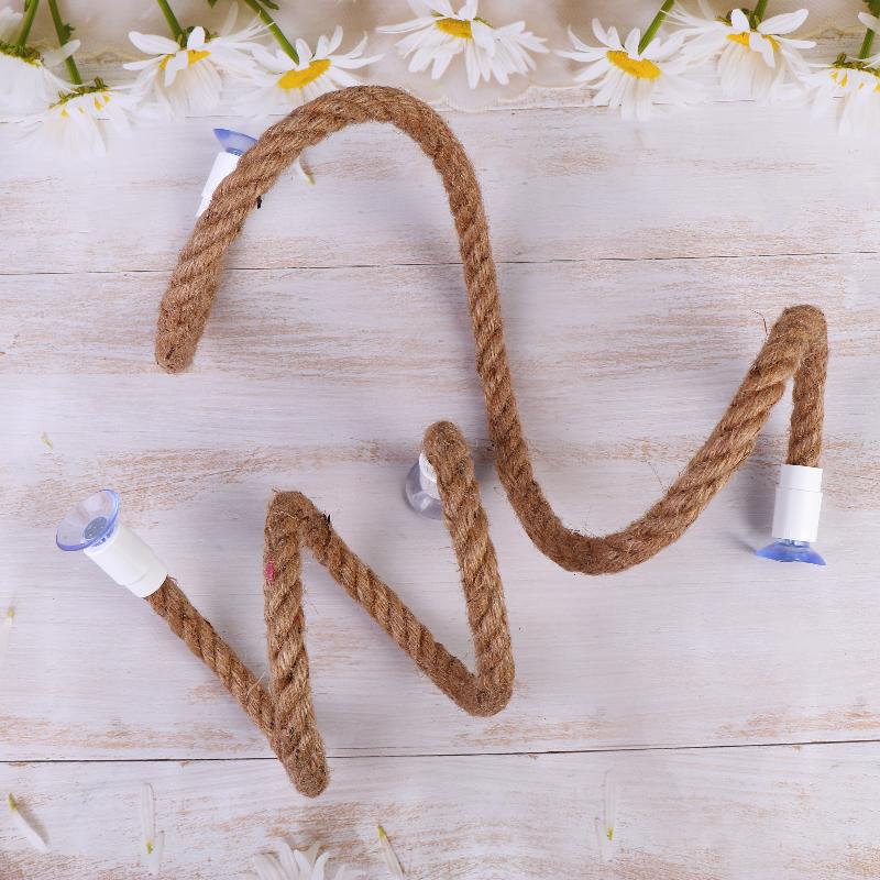 Linen Rope Diy Bendable Perch For Birds Non-Slip Easy To Install Suction Cup Bird Climbing Rope Chew-Proof Comfortable Grip
