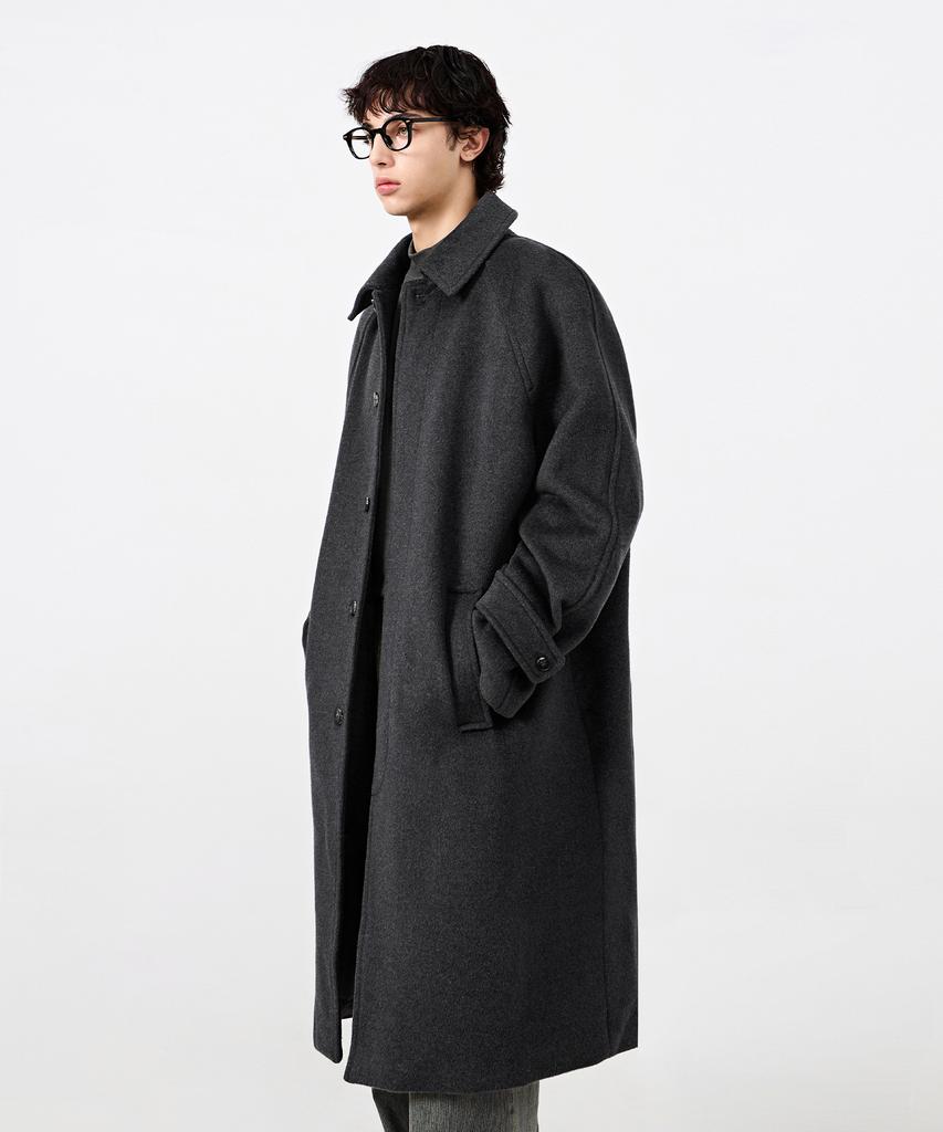 DIMITRI BLACK Essential Cashmere Balmacaan Coat_Charcoal