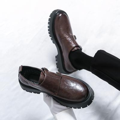 Men's Grasp Leather Derby Shoes British Platform Buckle Leather Shoes with High and Low Top Casual Shoes for Men 2026