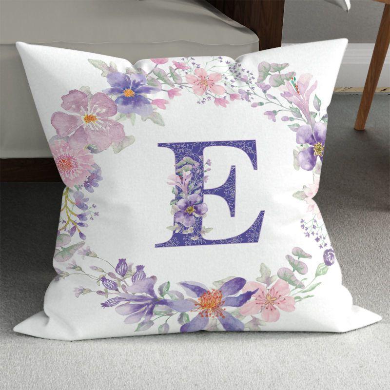 Purple Alphabet Print Pillow Cover, Zippered & Removable Washable, Home Bedroom Cushion Cover