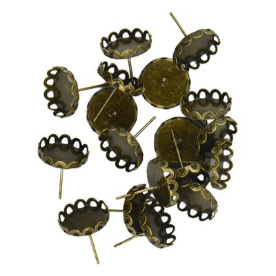 20 montature per orecchini a perno con cabochon a forma di fiore, rotonde, da 12 mm