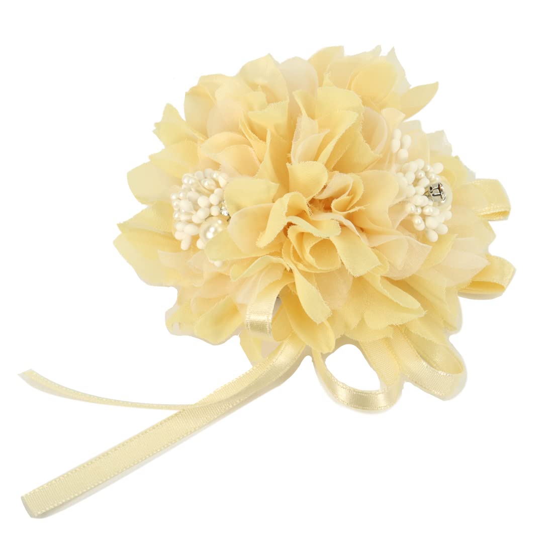 

Handmade Fluffy Corsage Brooch Clip Pin Formal Entrance Ceremony Graduation Ceremony Wedding [Crane s Collection] 2-Way (Beige) бежевий