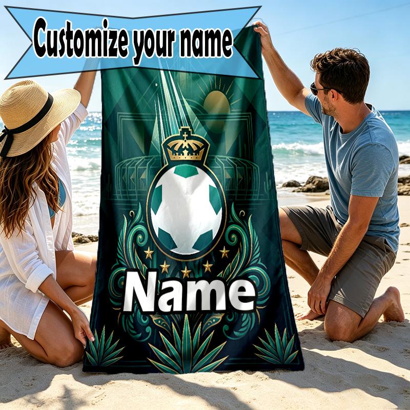 Custom Name Personalized Club Santos Laguna Print Beach Towel, for Trip Camping Beach Party Home Decor, Birthday Gift for Family & Friends