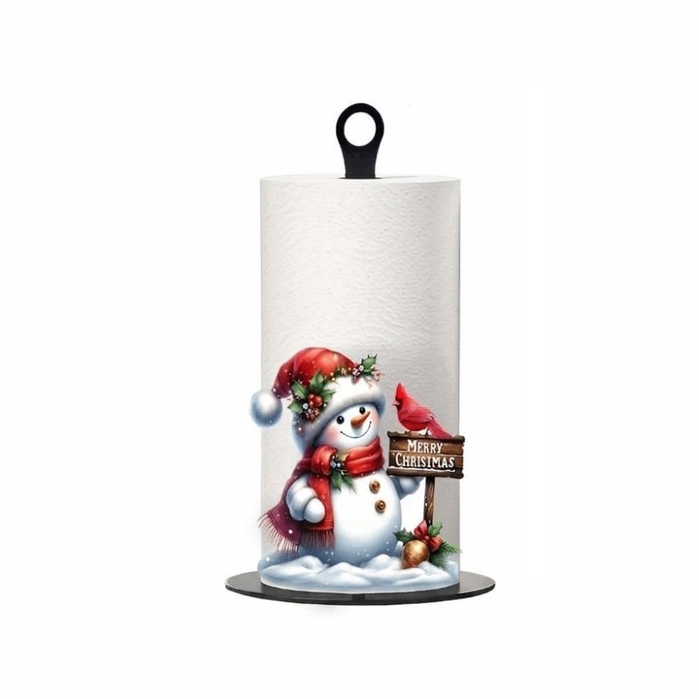 Wooden Base Santa Claus Towel Stand Acrylic Roll Paper Towel Holder Tissue Stand Dining Table