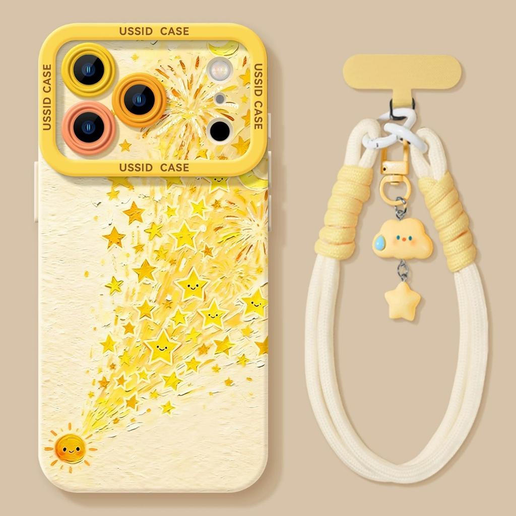 Star Mobile Phone Case with Lanyard, Suitable for Iphone17 Apple 16promax Silicone 15 High-end Niche 14 Sets
