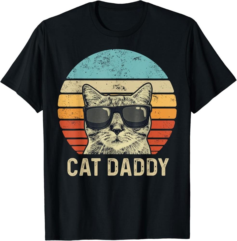 Cat Daddy Retro Cat Sunglasses Cool Cat Dad Gift Fathers Day T-Shirt Unisex T-Shirt M