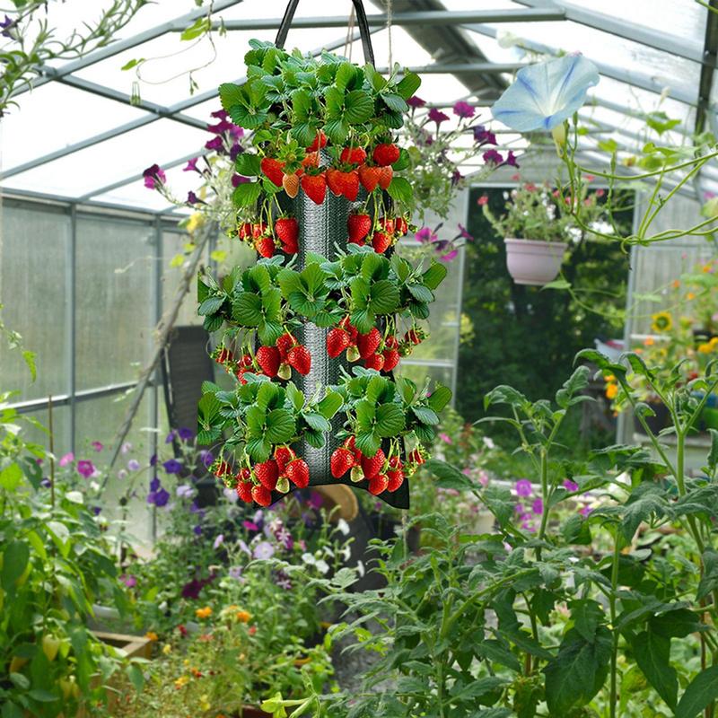 Strawberry Hanging Planting Bag Multi-Function Hanging Strawberry Grow Bag Vegetable Flower Plant Grow Bags For Plant Growth