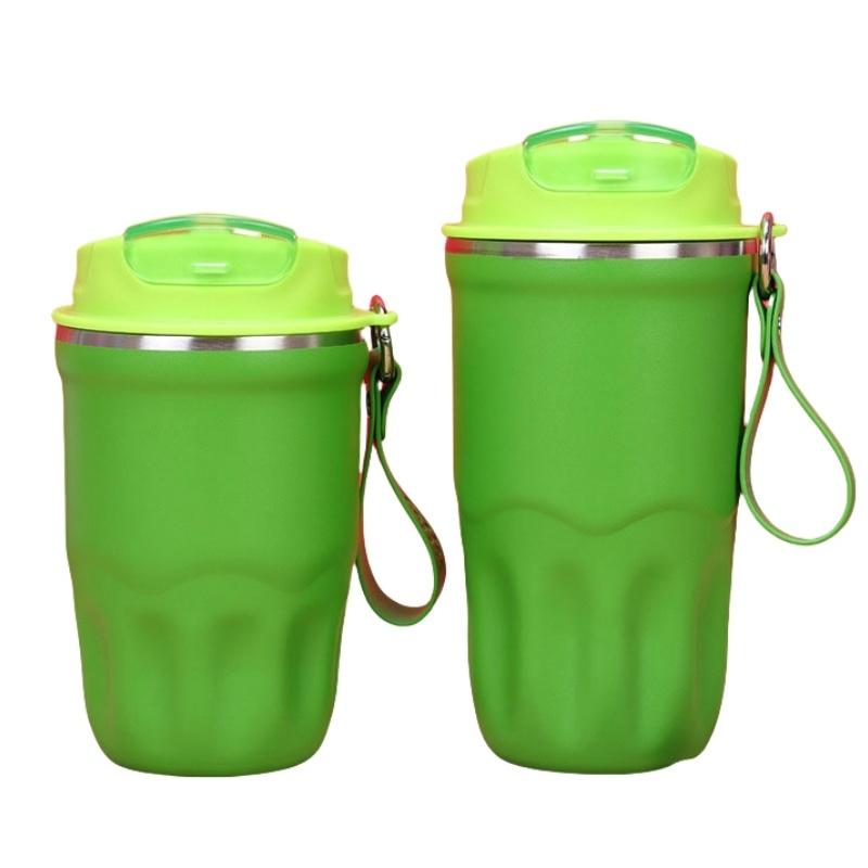 New Solid Color Thermal Insulation Water Cup Coffee Cup with Lifting Rope, Direct Drinking Water Cup for Outdoor Travel