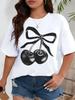 Women's Cherry Print Short-Sleeve Top with Free Shipping - European & American Style