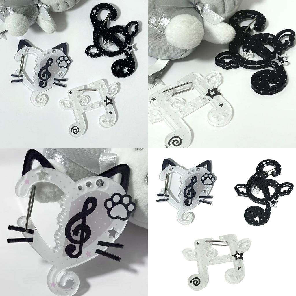 Acrylic Musical Notes Carabiner Cartoon Cats Pendant Keychain Bag Charm Ornament Decoration for Women and Students