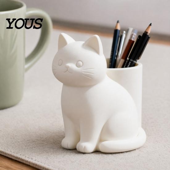 Creative Desktop Storage Solution Cute Cat Pen Holder, 3D Printed Kitten Pencil Cup, Multi-functional Mechanical Balance Holder Organizer for