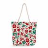 Multifunctional Christmas Printed Thick Rope Shoulder Beach Bag Casual large capacity handbag 7603