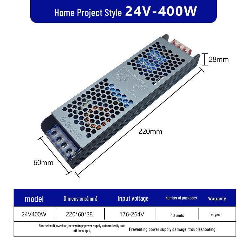 Ultra-thin Silent Indoor 220V To 24V LED Driver Transformer for Light Box, 60/400W, 12V Output