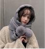 Fall Winter Korean Style Women's Versatile Scarf with Adorable Pom-Poms Ear-Warming Thickened Knit Hat for Extra Coziness