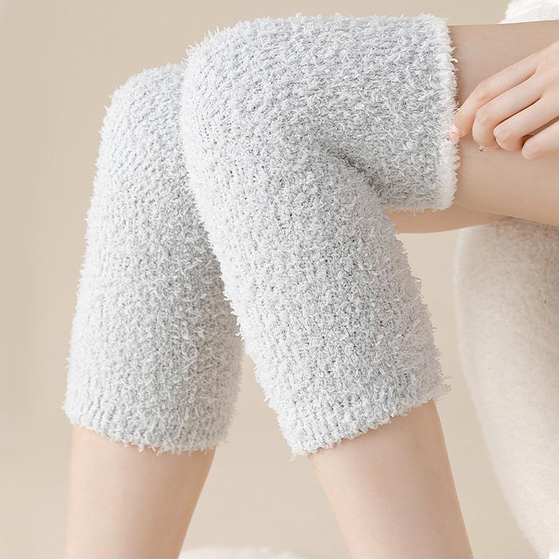 

Winter Coral Fleece Knee Pads Women Soft Warm Thicken Plush Leg Arthritis Kneepad Solid Fur Knee Warmer Lady Knee Protector 60cm