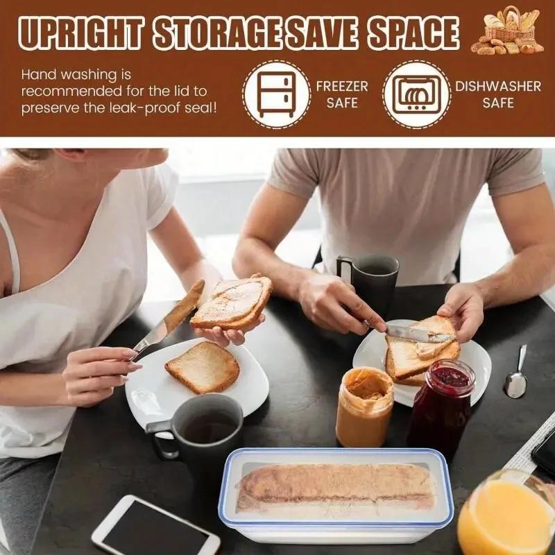 Plastic Bread Storage Box Airtight Food Storage Container Sandwich Bread Keeper with Lid Loaf Bread Container Kitchen Organizer