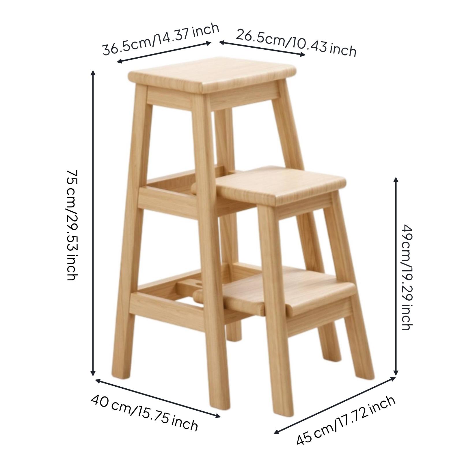 3-Step Stool Solid Wood Wooden Step