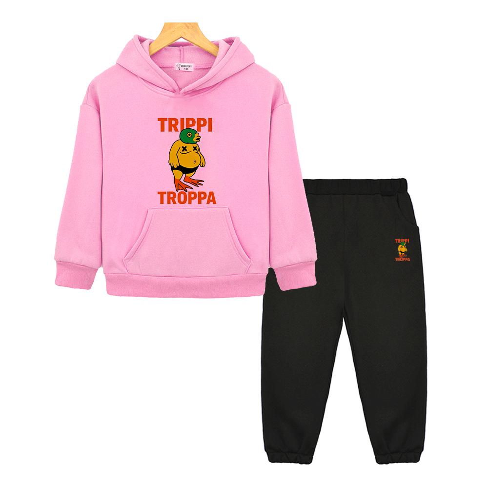 Italian Brainrot Autumn Anime Hoodie Fleece Sweatshirt Jacket 2pcs pullover+Pants Boys Girls Hooded Sets Kids Boutique Clothes